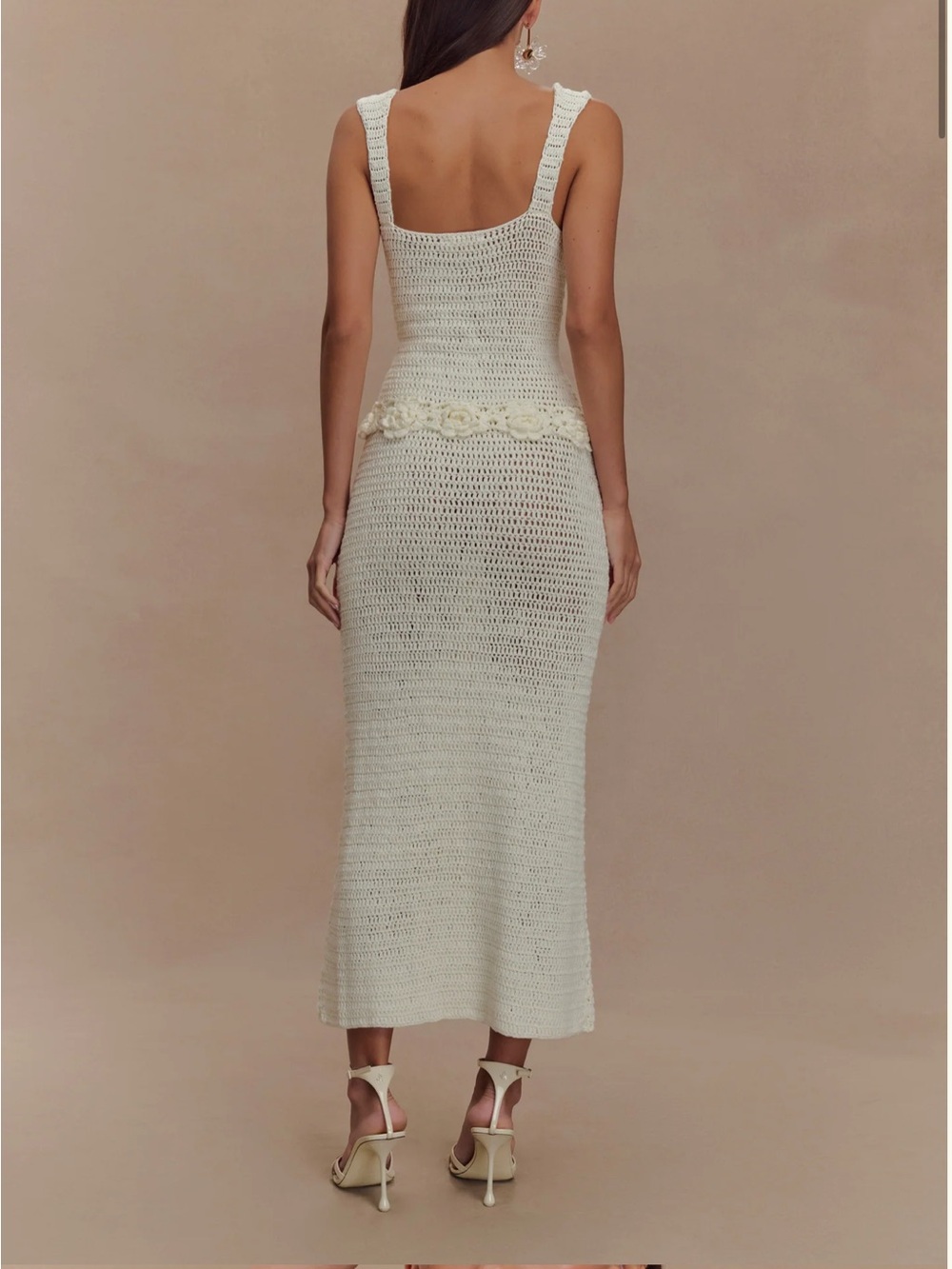 Meshki Cream Crochet Maxi Dress Skirt NWT - Picture 2 of 7